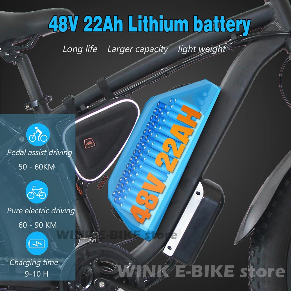 Electric Bike for Adults 2000W Dual Motor E Bike with 48V 23Ah Battery 55km/h 7 Speed Ebike 26