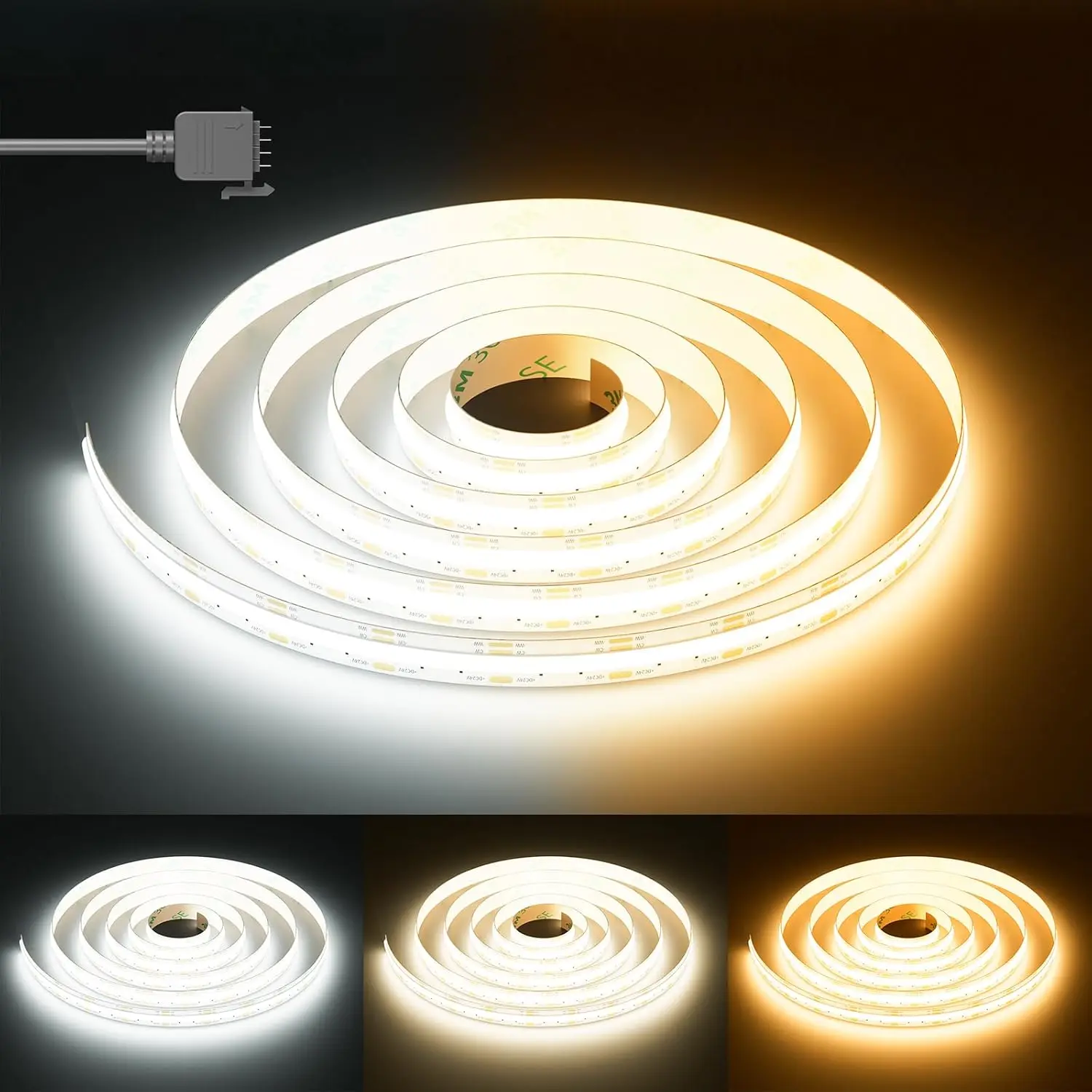 

COB LED Strip Light White CCT Tunable 6400LEDs,CRI90+ 32.8ft/10m Dimmable 2700K-6500K 24V LED Tape Light,for Under Cabinet