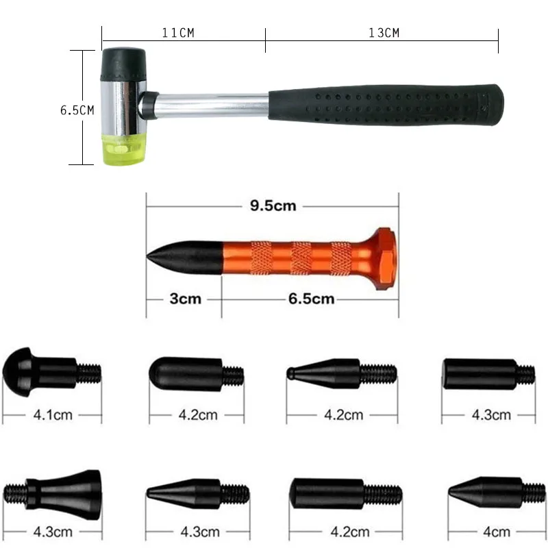 Car Body Dent Repair Tool Kits Paintless Dent Removal Tap Down Tools Dent Rubber Hammer Auto Body DIY Dent Fix Tools