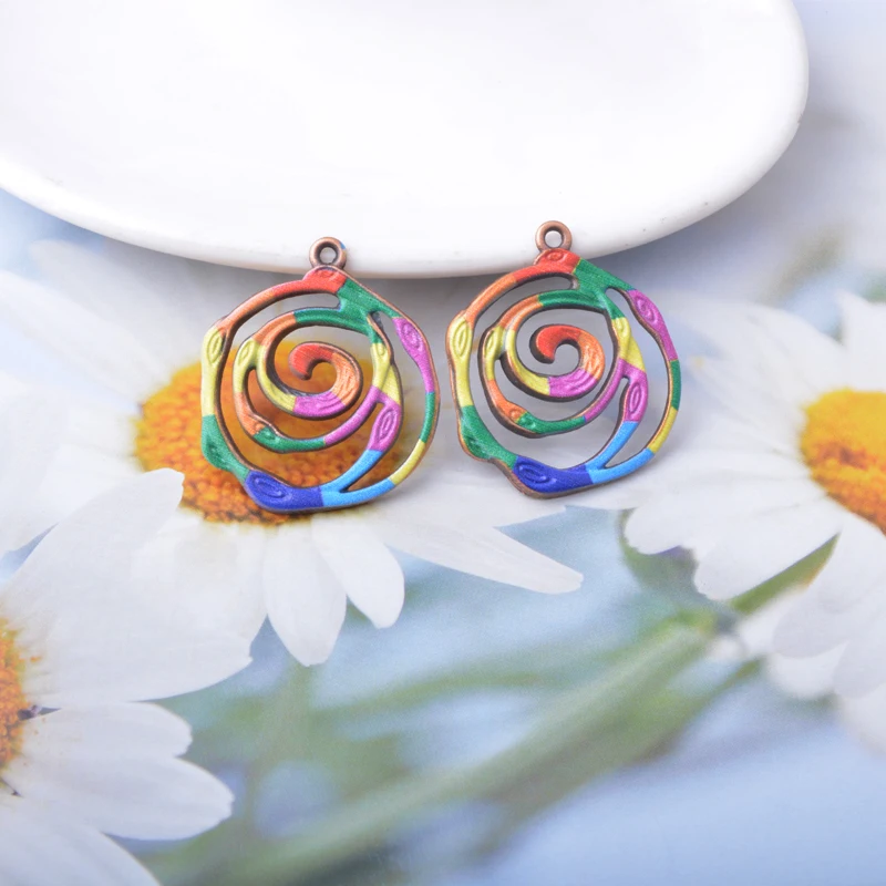 12 Stück/Set Ethno Frühling-Sommer-Stil Libellen-Schmetterling bemalte Anhänger Schmuckherstellung Geometrischer Boho-Anhänger DIY Damenohrringe – Detail 9