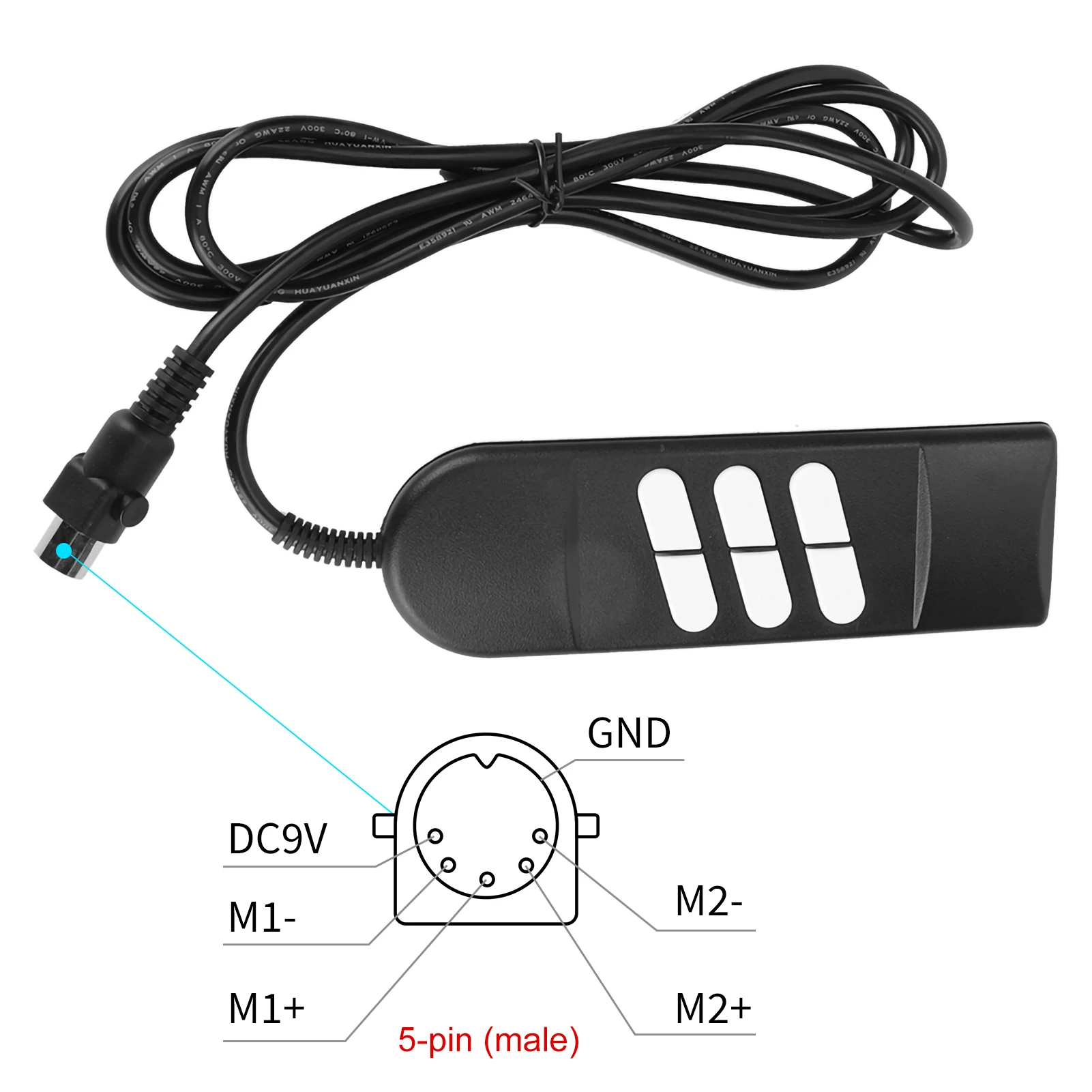6 Button Sofa Controller Lift Chair Hand Control Switch 4-8 Core Wire for Home Appliance Adjustable Bed 5‑pin (male)