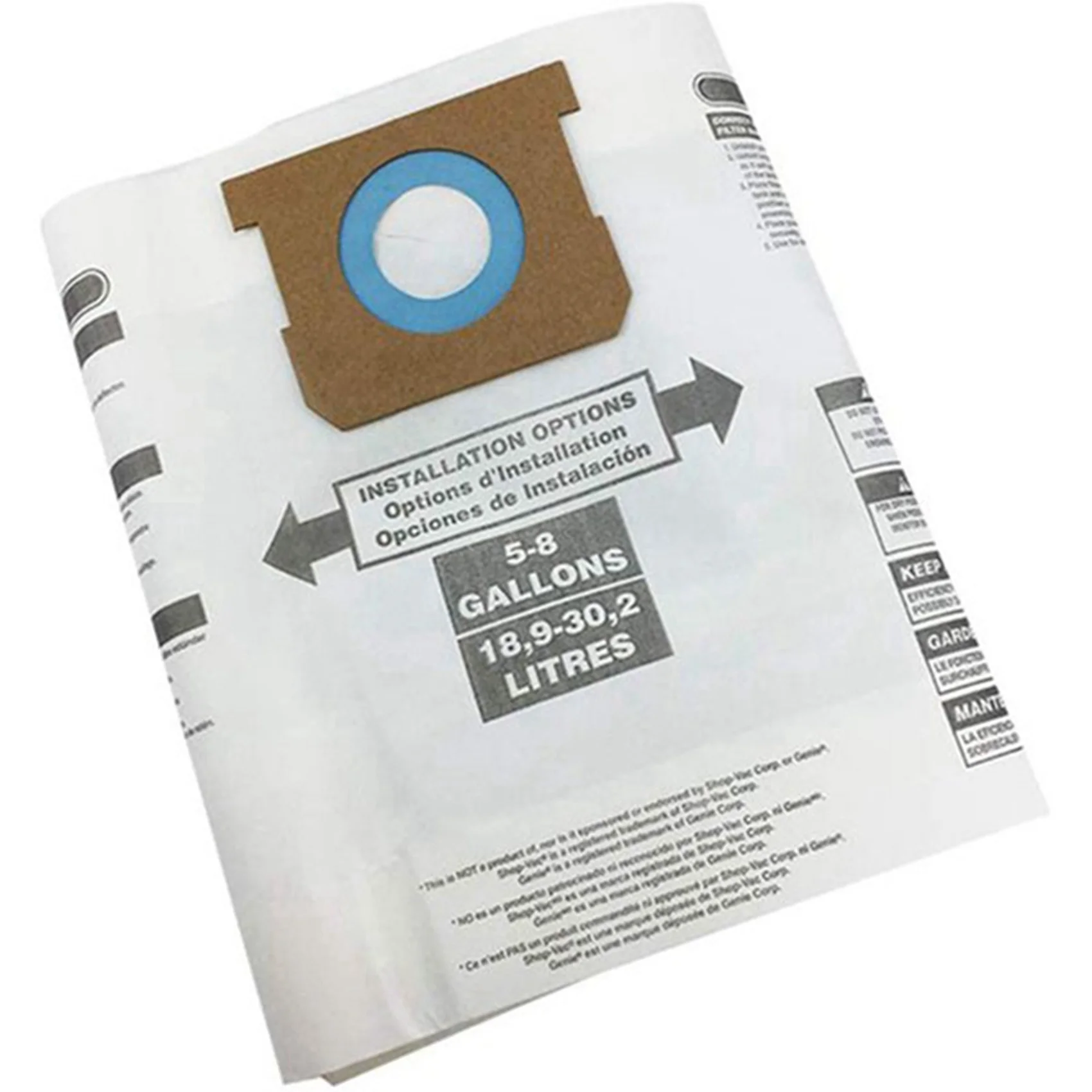 12 Bolsas Universales para Aspiradora de Polvo Seco de 5 a 8 Galones, para Aspiradoras Shop Vac de 5-8 Galones, Bolsas para Polvo Ridgid VF-AT30