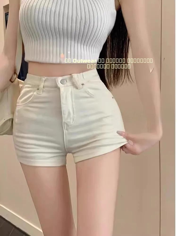 

Джинсовые шорты с высокой талией для женщин: модные летние утягивающие шорты с эффектом пуш-ап, ретро-дизайн, прямой крой, высокая талия