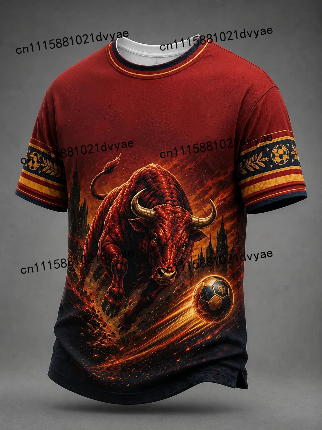 Spanish 2026 Retro 3D Print Football T-Shirt for Outdoor Leisure, Sports and Fashion Wearing
