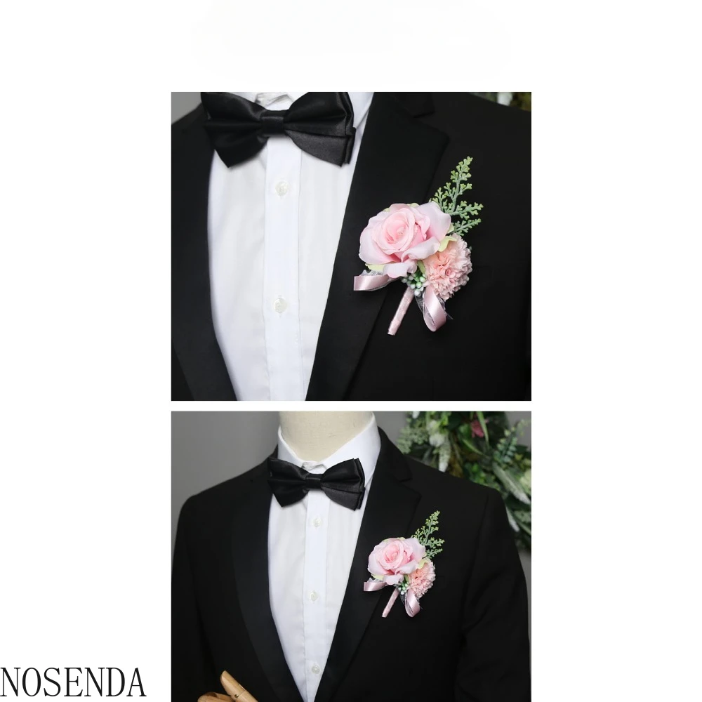 Pearl Wrist Corsage for Bridesmaid Pink Corsage Boutonniere Marriage Accessories for Groom Wedding Decoration