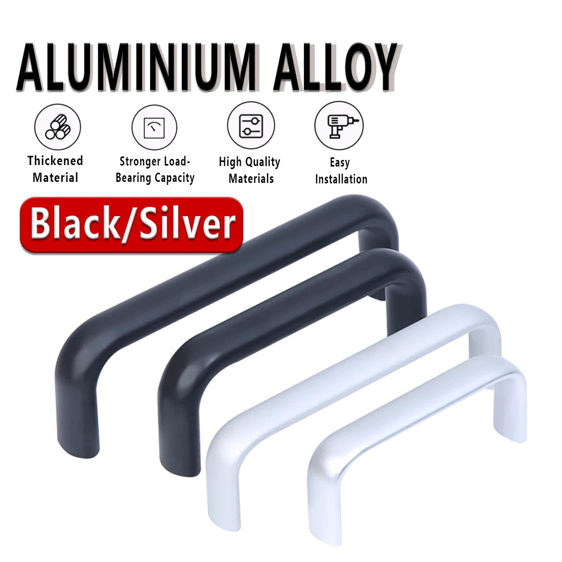 

U Type Aluminum Alloy Kitchen Cabinet Door Handles Drawer Knobs Home Improvement Furniture Handle Hardware