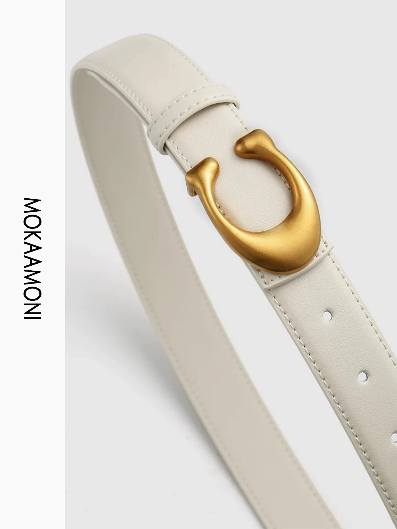 Sabuk Pinggang Wanita Elegan Minimalis dengan Gesper Huruf C untuk Jeans dan Gaun, Aksesori Fashion