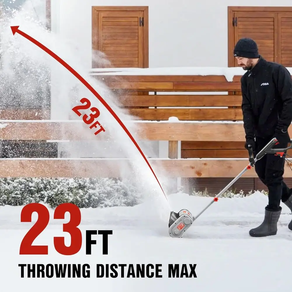 مجرفة ثلج سلكية 11 بوصة 1200 وات 10 أمبير معاول ثلج كهربائية قوية، عمق إزالة 6 بوصة، مسافة رمي أقصى 23 قدمًا، قوة Sn
