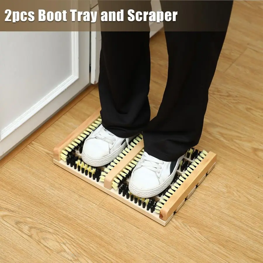 2 Pcs Shoe and Boot Scraper Brush Outdoor Shoe Cleaner Scraper All Weather Boots Cleaner for Cleaning, Deep Removes Snow, Sand a
