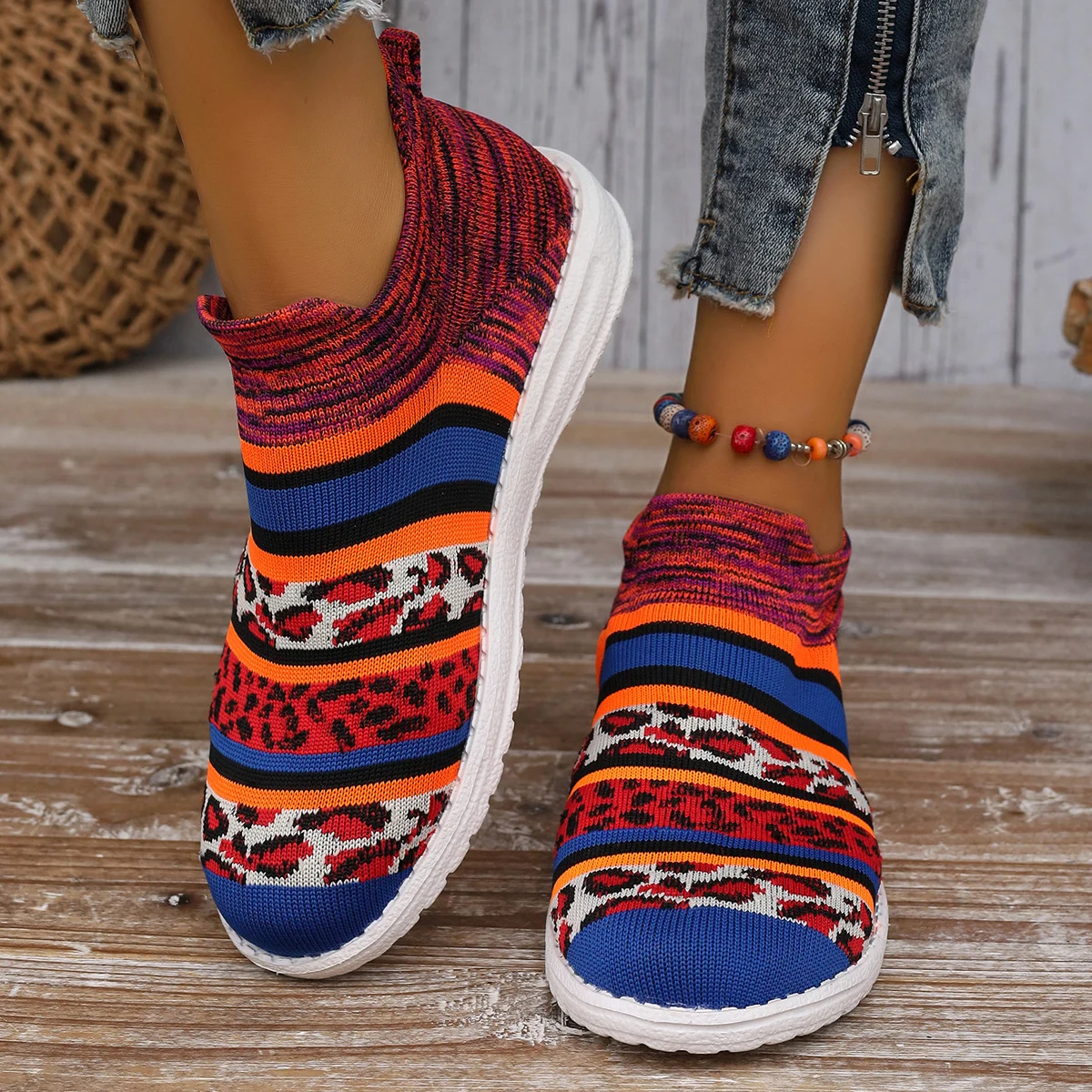 Frauen Turnschuhe lässig gemütlich stricken Walking Designer Schuhe Frauen neuen Trend Mode flache Turnschuhe Frauen Mesh atmungsaktive Slipper