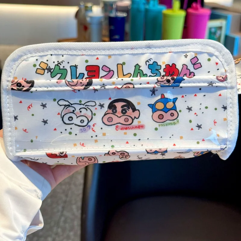 Crayon shin-chan sac à crayons grande capacité étui à stylos dessin animé papeterie pochette à stylo transparente rangement pour étudiants fournitures scolaires