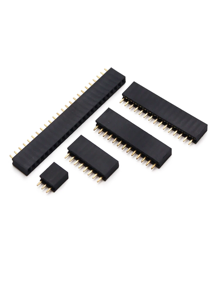 20PCS 2.54mm Black single row Female Header Connector 2P 3P 4P 5P 6P 7P 8P 9P 10P 11P 12P 13P 14P 15P 16P 18P 20P 40Pin PCB JST