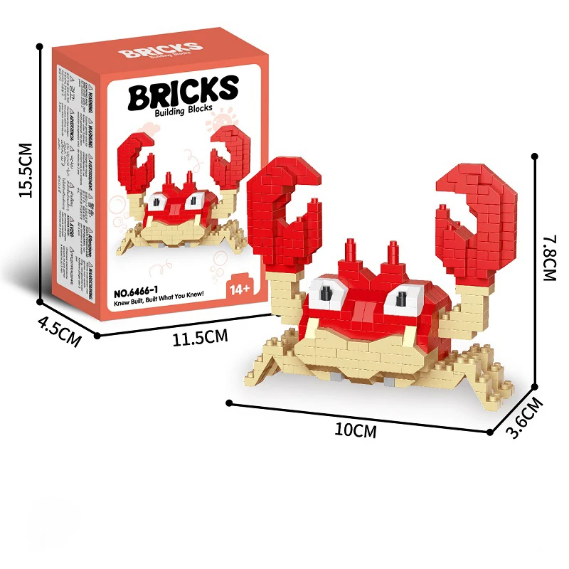 Set di giocattoli creativi con blocchi di farfalla Set di blocchi di api e granchio assemblare modello di costruttore di animali Giocattoli di mattoni Regali
