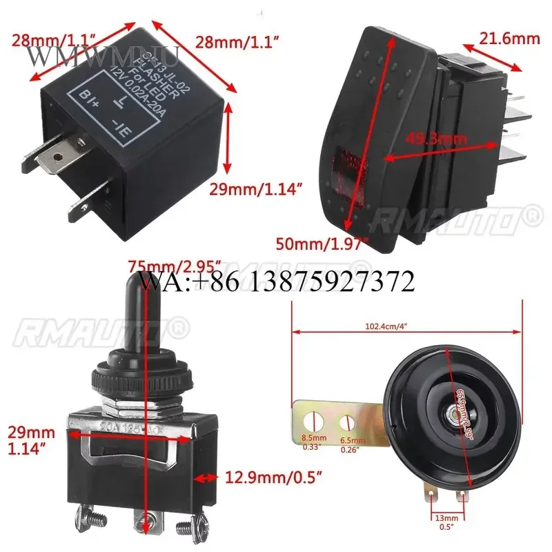 Wmwmnu 12V Rocker Switch Turn Signal Street LED Kit with Horn Reverse Light for Polaris Ranger General RZR SXS ATV UTV