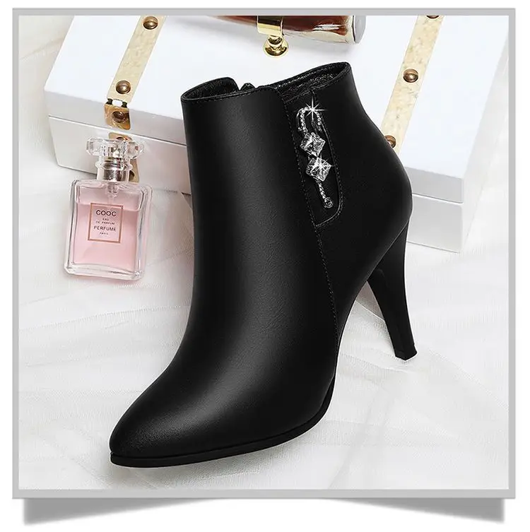 2020Winter Casual Women Pumps Warm Ankle Boots Waterproof High Heels Snow 2020 Shoes Botas Patent Botas Muje