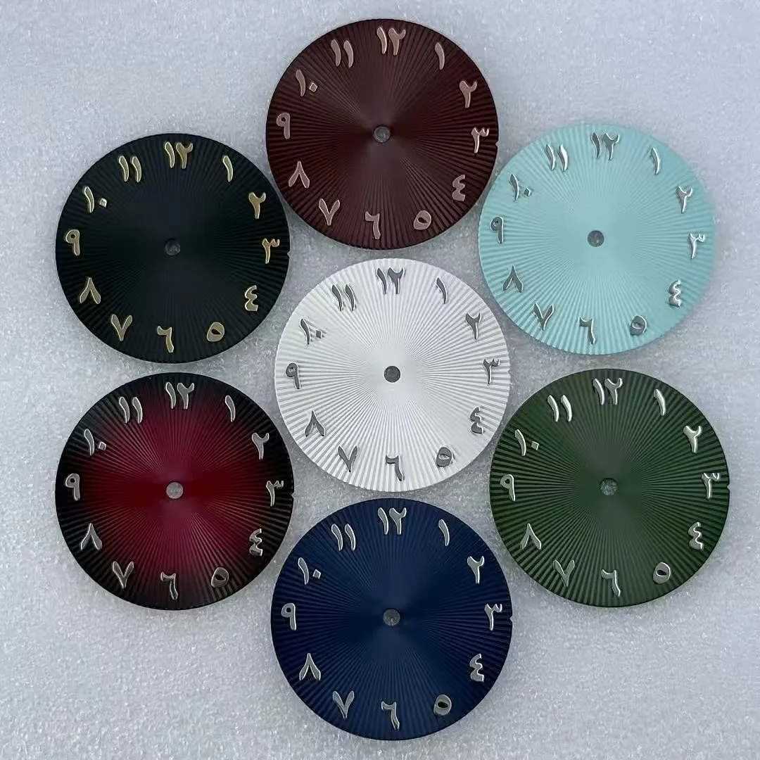 

Arabic Dial Letter Numerals Dial 28.5mm Watch Fit NH36 Movement gold nail Dial NH35 Watch Hands for NH35 Cases