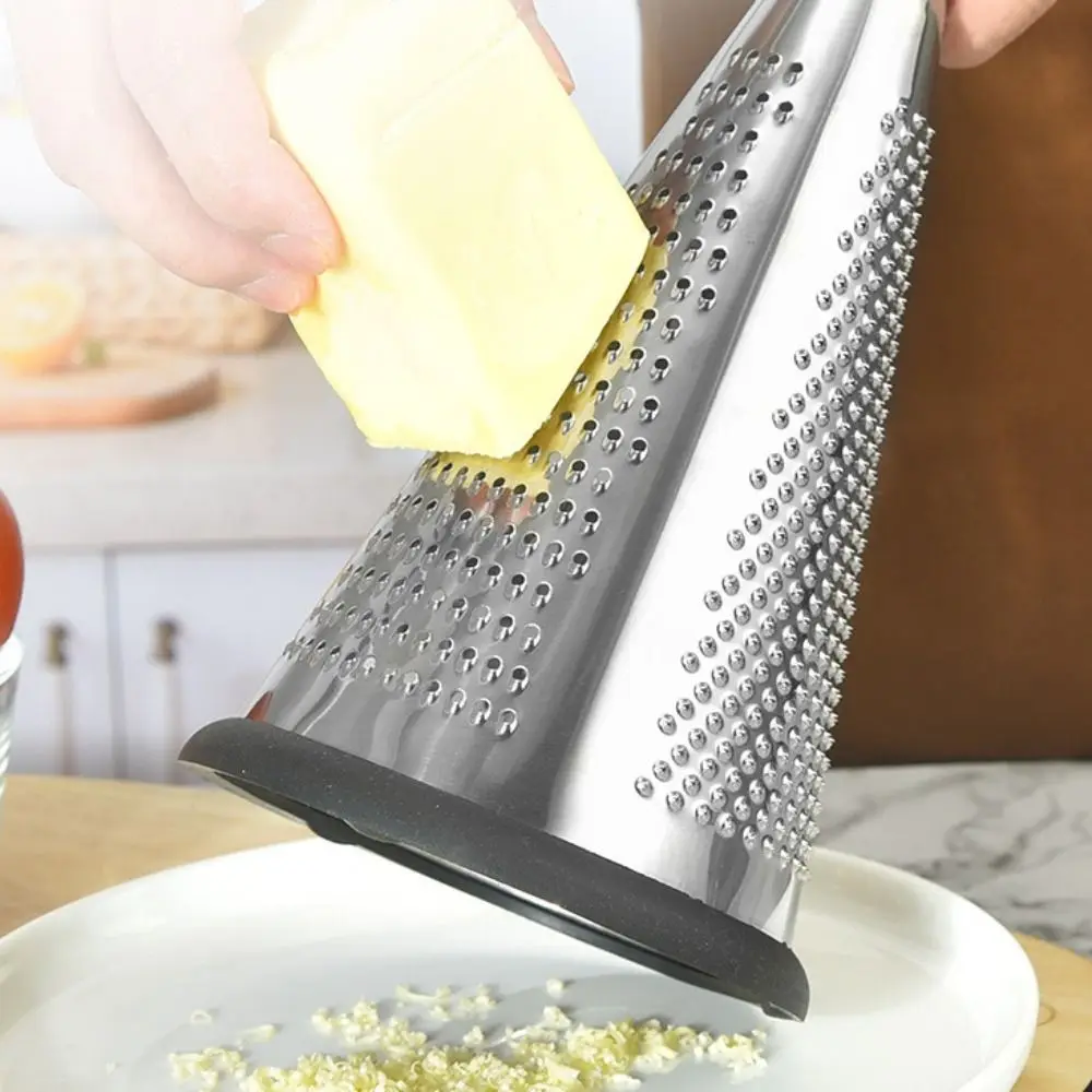 Manual Cone Cheese Grater Three-sided Scraper Wood Handle Garlic Grater Vertical Non-slip Base Chocolate Shredder Truffle