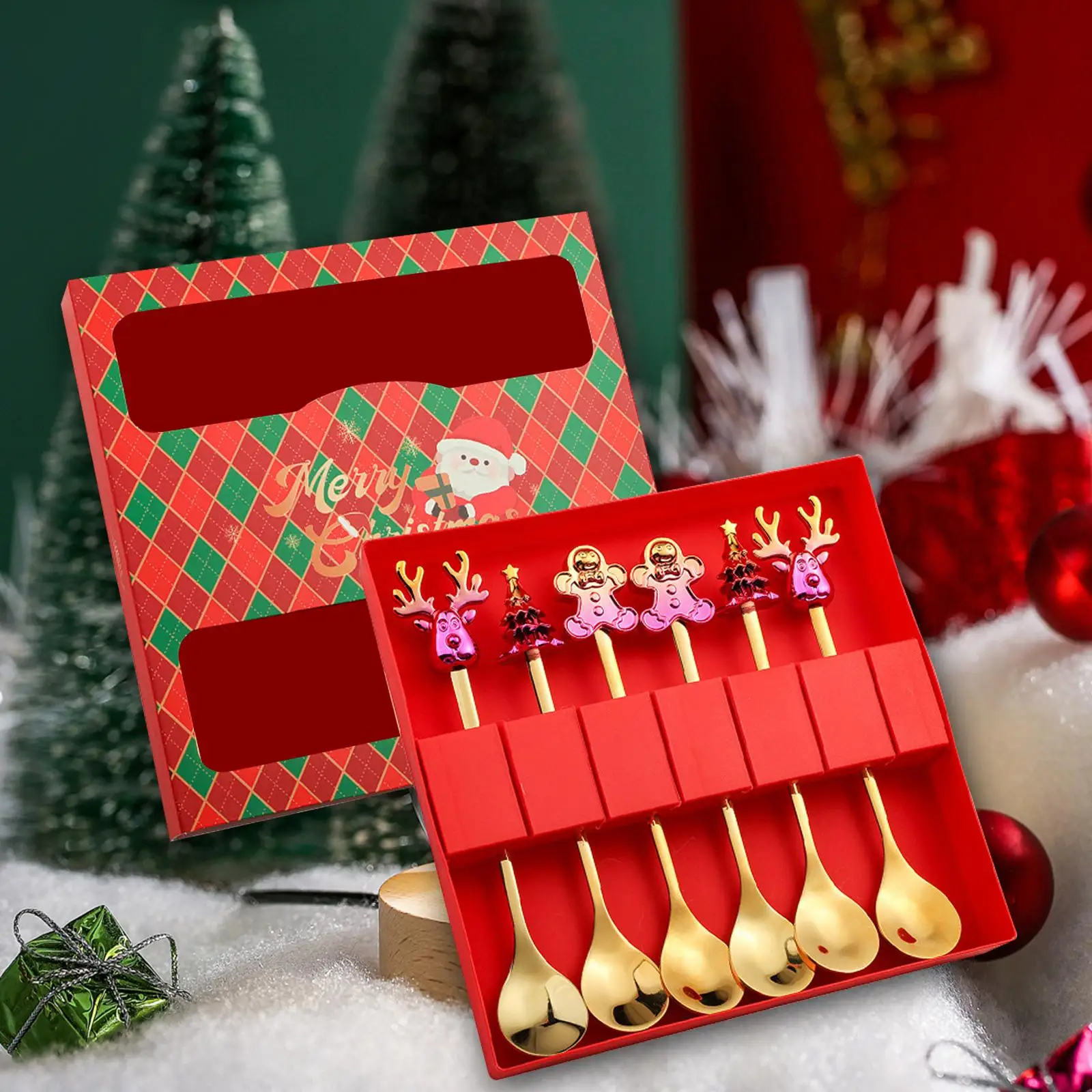 

6Pcs Christmas Characters Spoons Tableware for Restaurant Kitchen Holidays