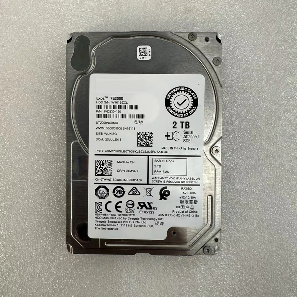 For DELL 2T SAS ST2000NX0463 0433 2.5'' 0TMVN7 0XY986 Hard Disk