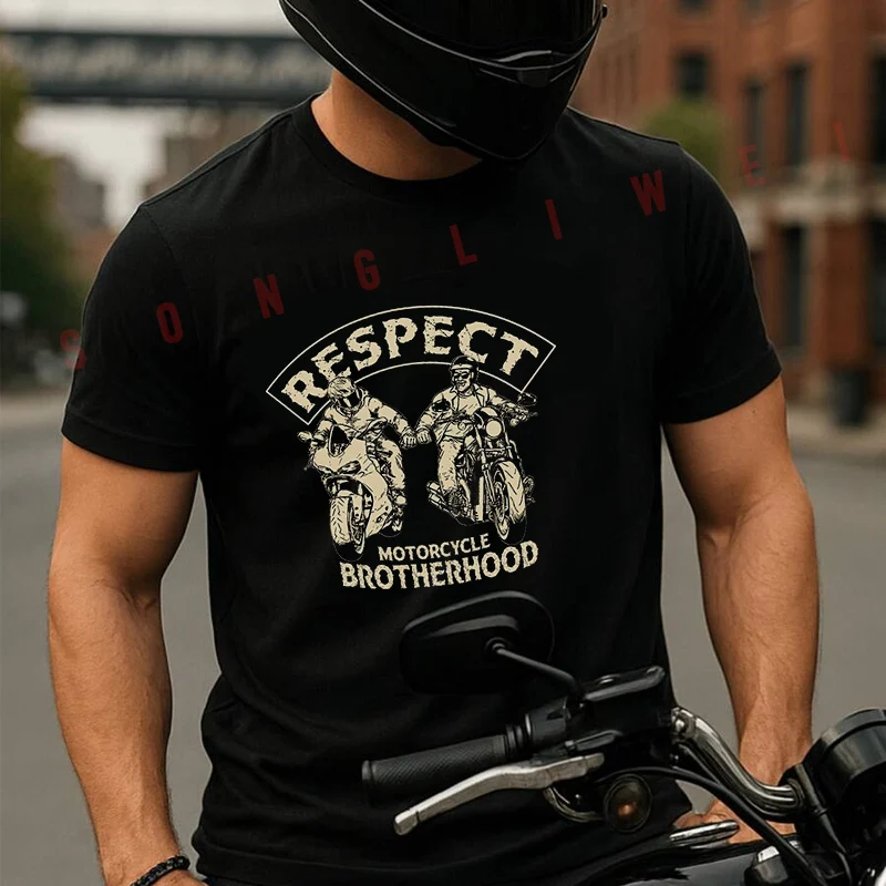 

Футболка Respect Motorcycle Brotherhood, летняя креативная повседневная футболка с короткими рукавами, уличная одежда для мужчин и женщин, свободная футболка