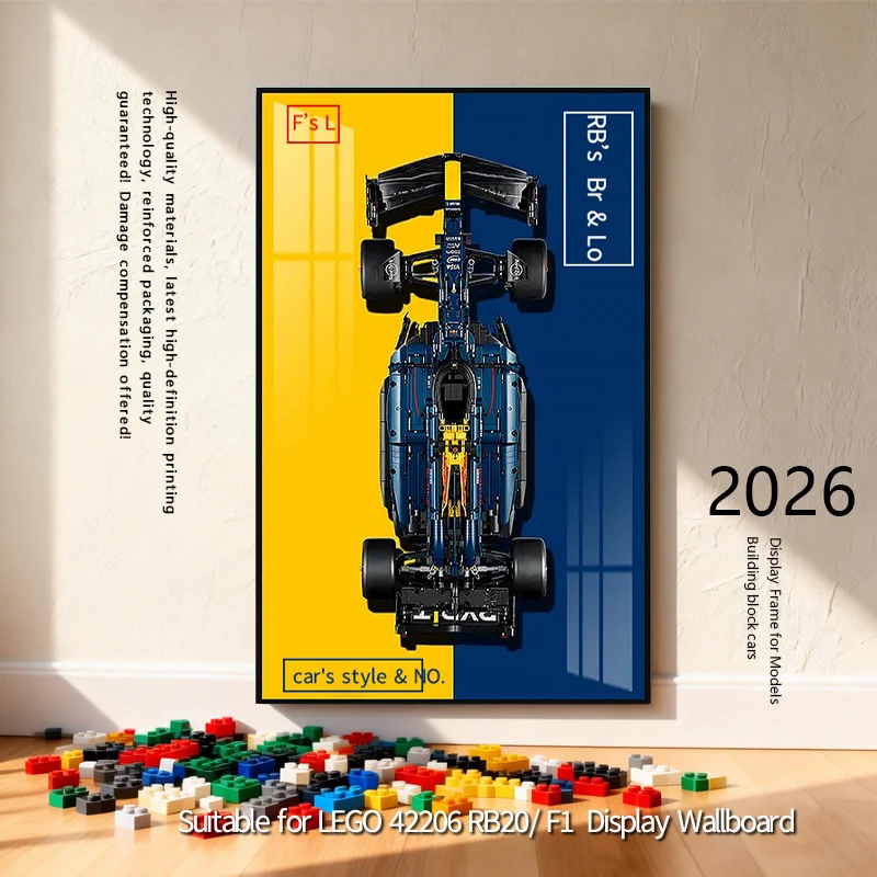 

2026 NEW Photo Frame Display Wallboard Suitable for LEGO 42206 RB20F1 building block car model Wall Mount Display box