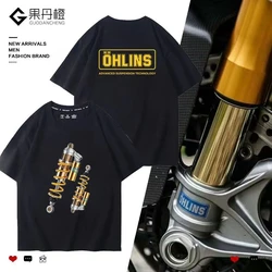 OHLINS Motorcycle Shock absorbers Modified accessories T-shirt Casual Fashion men's and women's Racing Club short sleeves