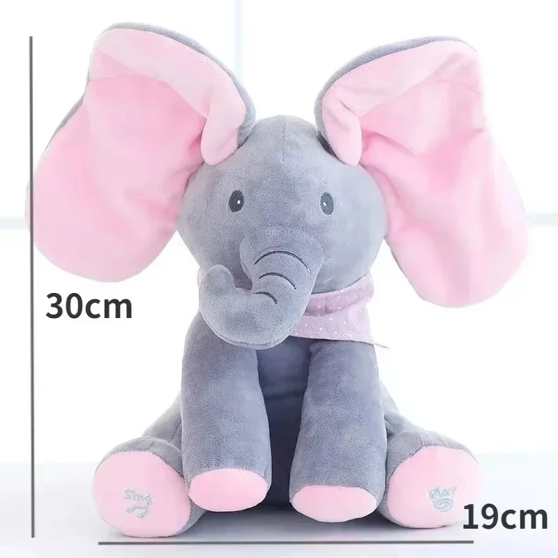 Elephant Hide-And-Seek Plush Toy Baby Interactive Ears Moving Musical Singing Game Elephant Electric Stuffed Animal Toy Gifts