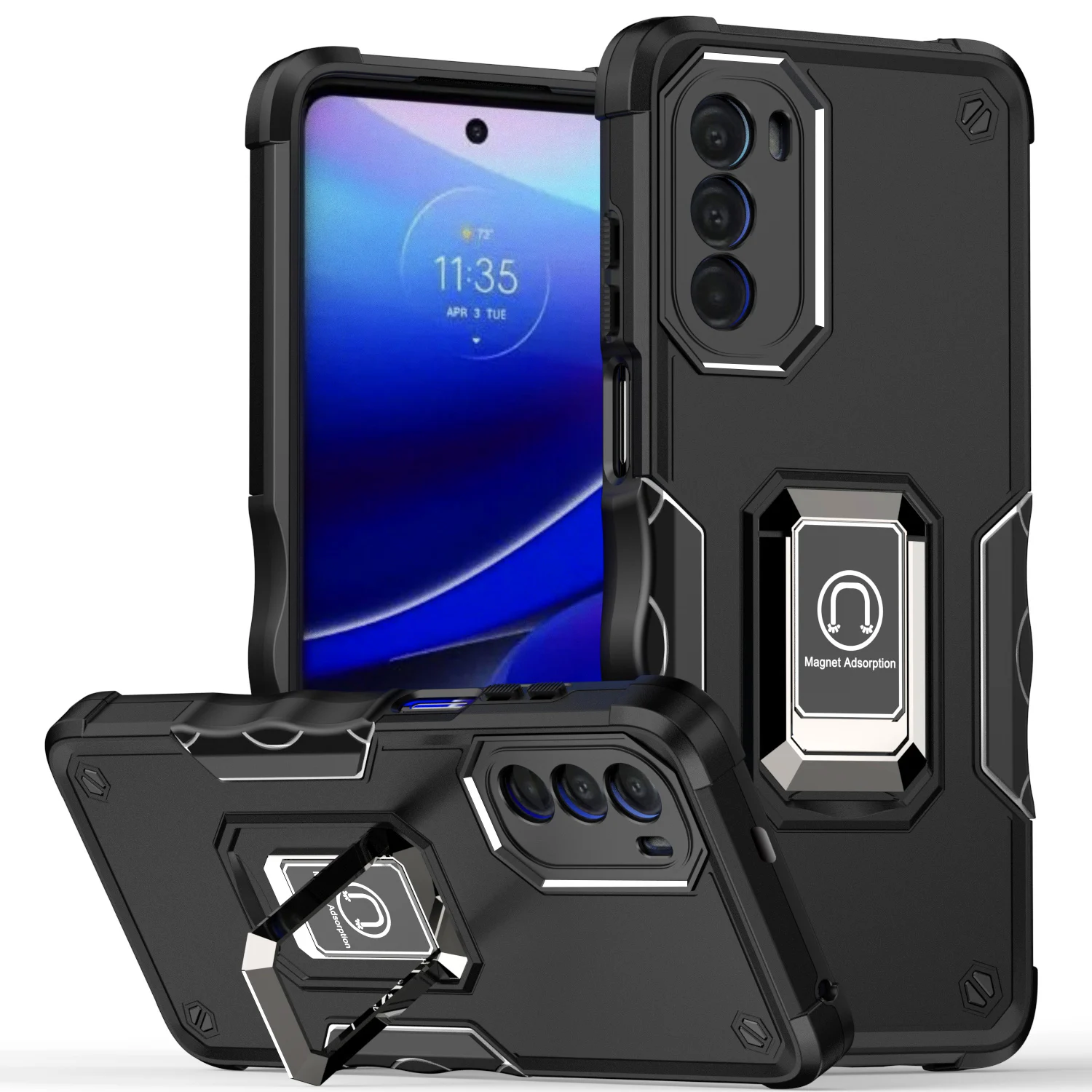 Case For Motorola G42 G32 G52 G71 G60 G60S G51 5G G31 G41 Shockproof Camera Protective Kickstand Holder Built-in Magnetic Cover