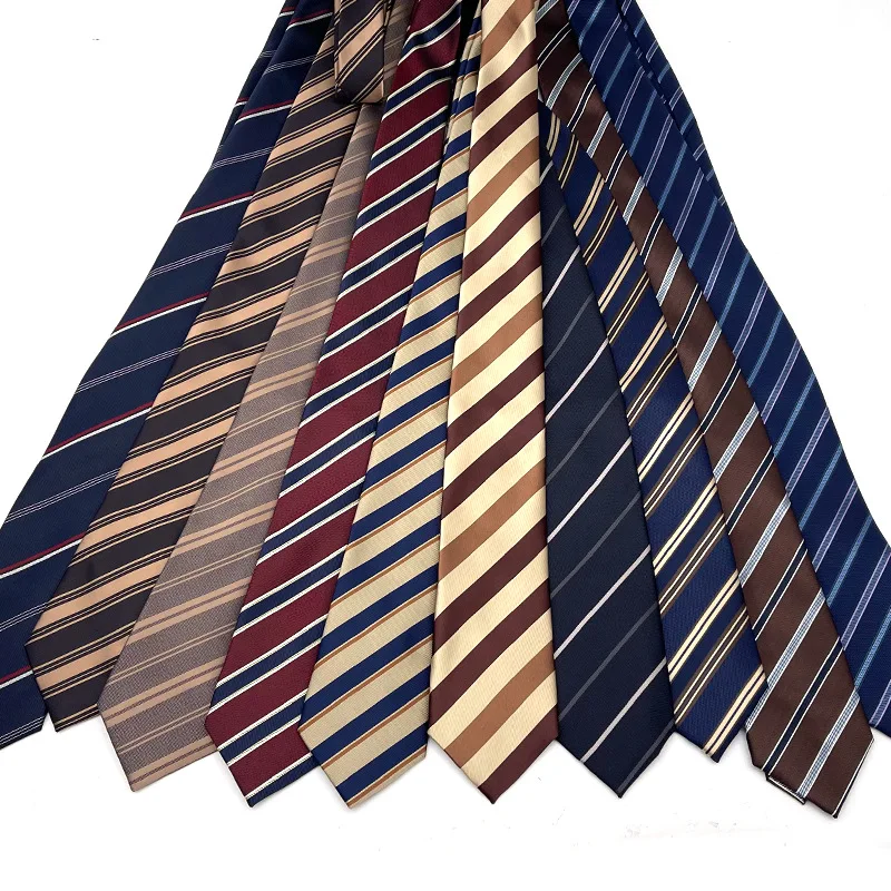 

Vintage striped tie 8cm hand tied jacquard color woven 2400 needle creative men's and women's formal casual business polyester J