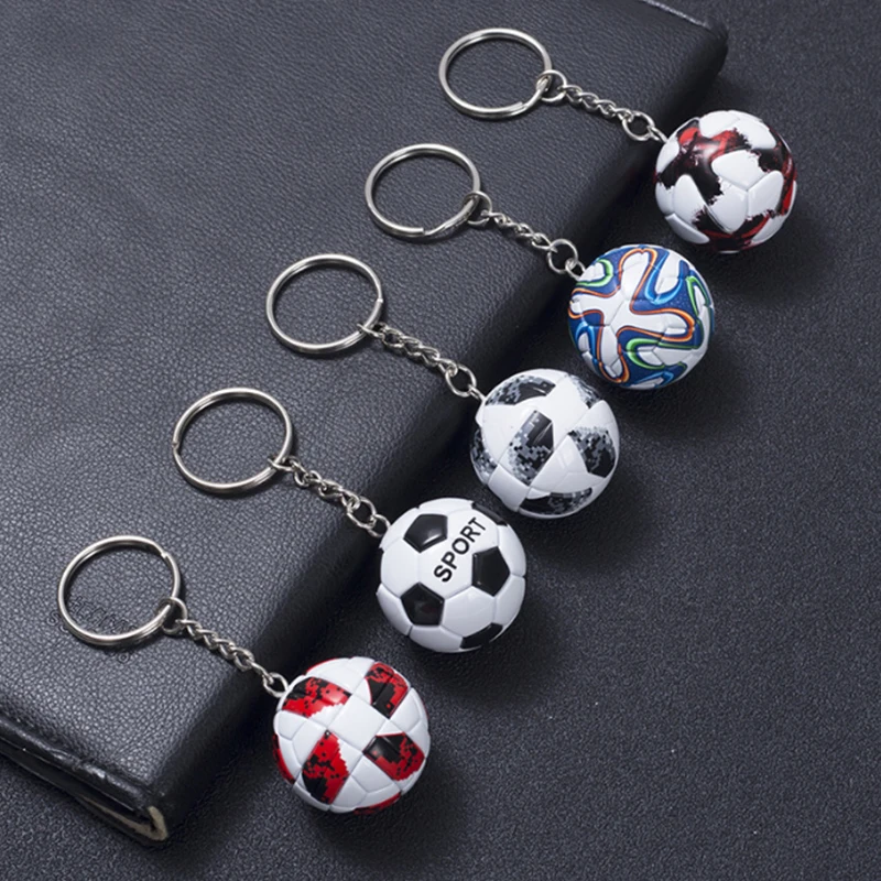 1PC PU Leather 3D Football Souvenir Key Chain Men Women Soccer Fans Keychain Bag Pendant Key Ring Boyfriend Gift Accessories