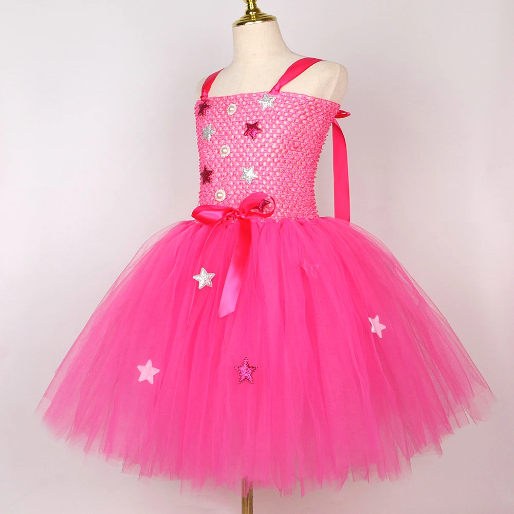 Girls Fashion Hot Pink Princess Costume Western Cowgirl Fancy Tutu Dress with Cowboy Hat Square Scarf Kids Carnival Party Outfit view 4