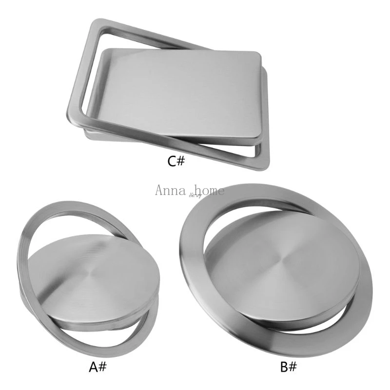 Stainless Steel Flush Recessed Built-in Balance Swing Flap Lid Cover Trash Bin Garbage Can Kitchen Counter Top