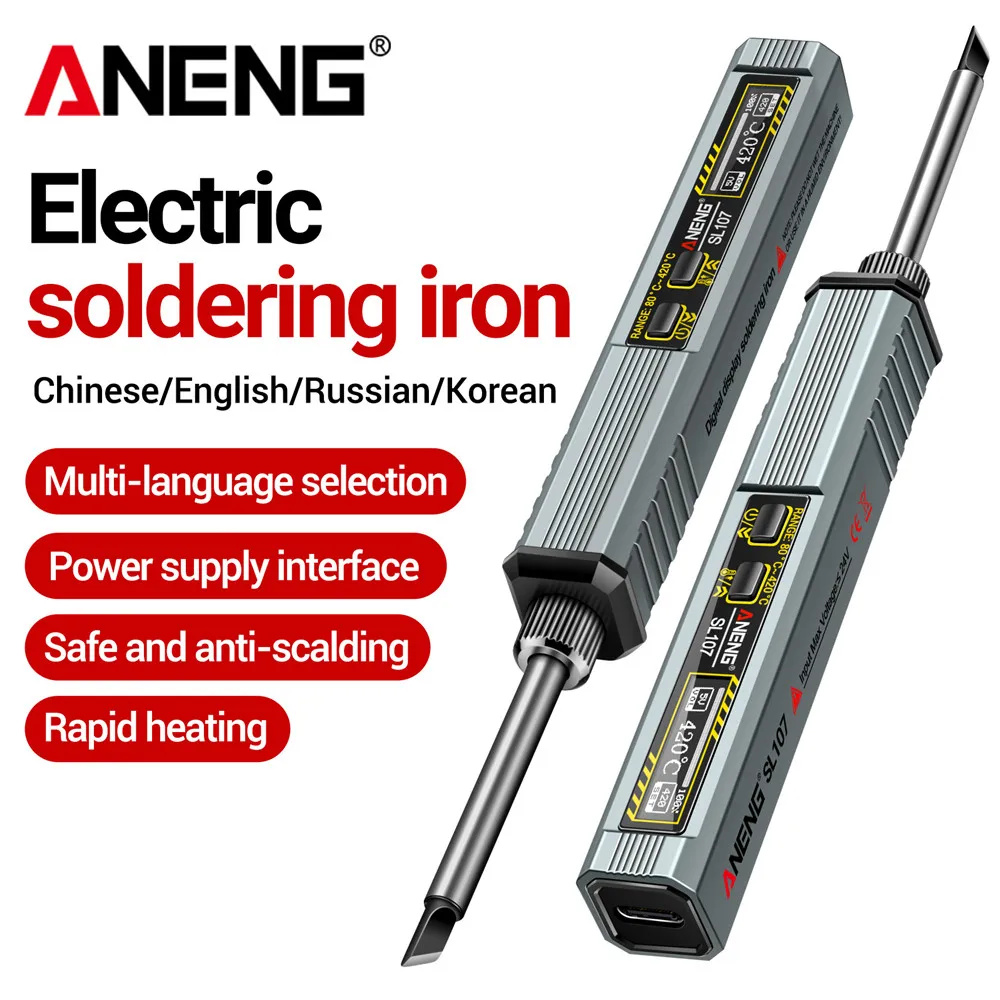 

ANENG SL107 Stainless Steel Smart Soldering Iron Portable Mini Digital 65W Soldering Pen Soldering Station for Home Repair
