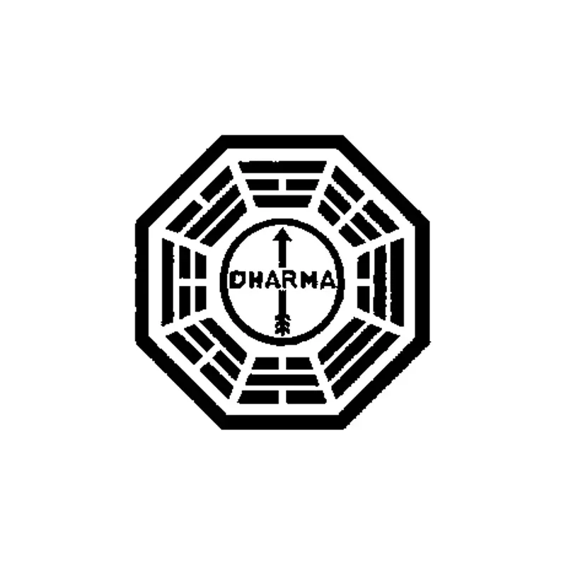 Car Sticker Lost Dharma Initiative Personality Vinyl Car Sticker Black/Silver Decoration Decal 15cm*15cm