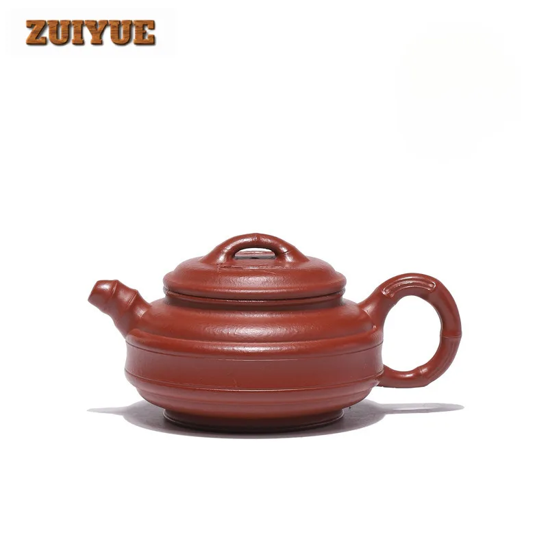 200ml Creative Yixing Purple Clay Teapots Handmade Double Line Bamboo Drum Pot Raw Ore Zhu Mud Kettle With Filter Zisha Tea Set