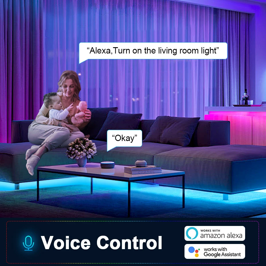 Tuya WiFi RGB COB LED Strip Light DC 24V Smart Led Tape APP Control Adhesive Ribbon 840LEDs/m Dimmable For Home Lighting Decor