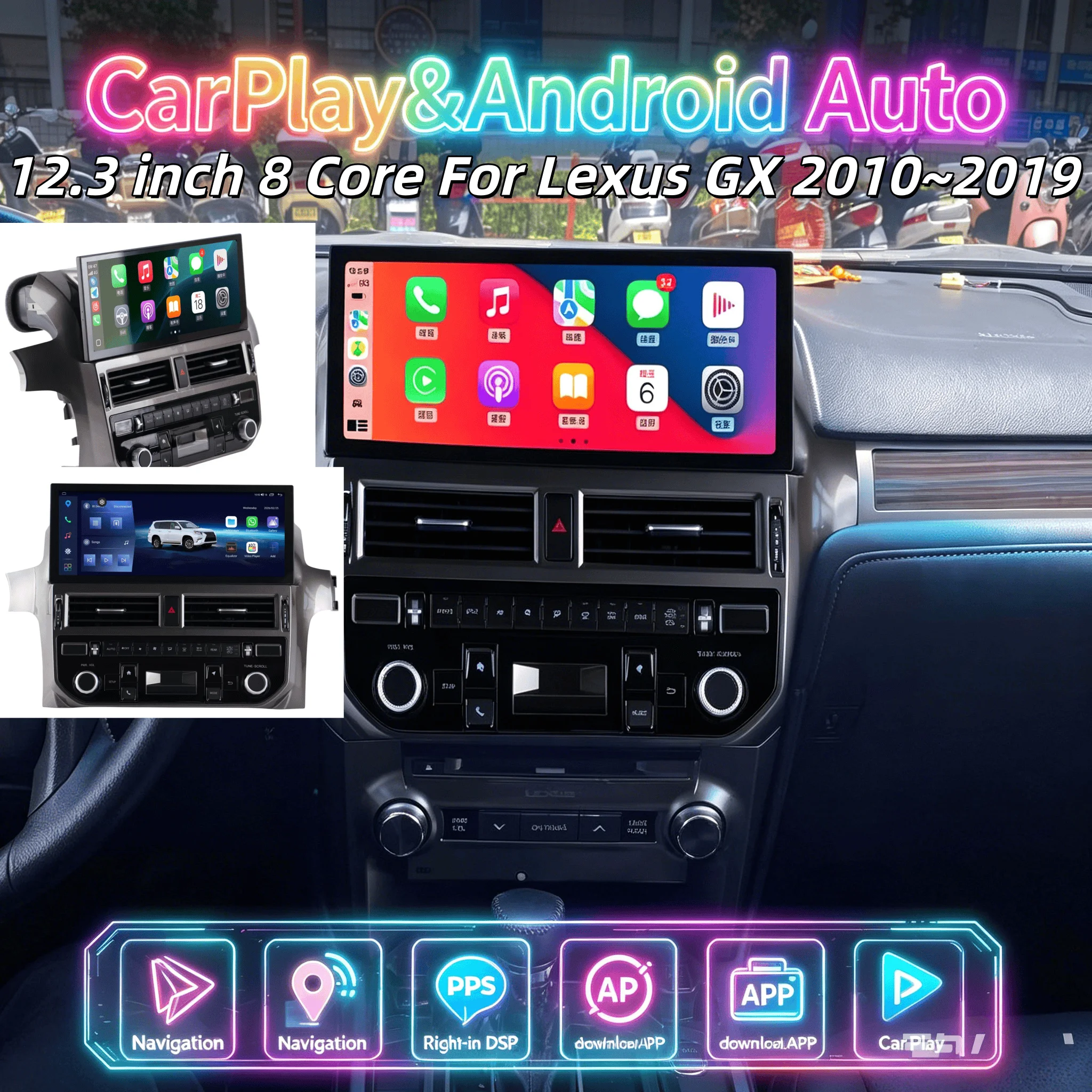 

H 12.3'' Multimedia Player Car Radio For Lexus GX 2010~2019 Wireless Carplay Navigation GPS Stereo Touch Screen 4G WIFI Touch
