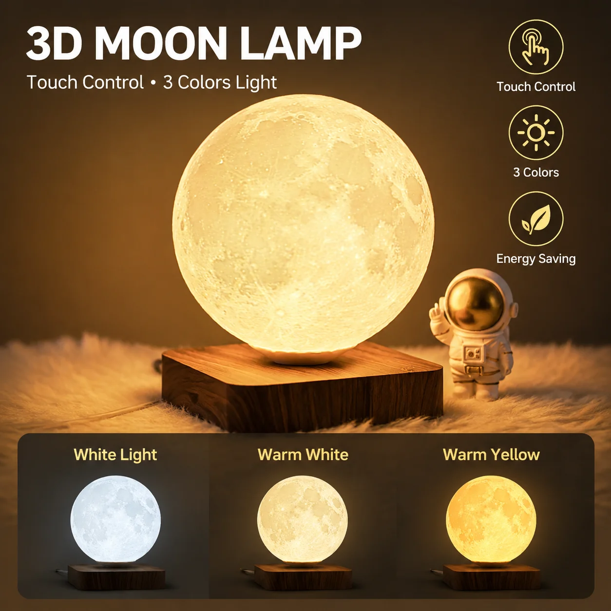 Christmas Home Decoration Gift Magnetic Levitation Moon Lamp Bedroom Ornament Romantic and Practical Children's Birthday Gift