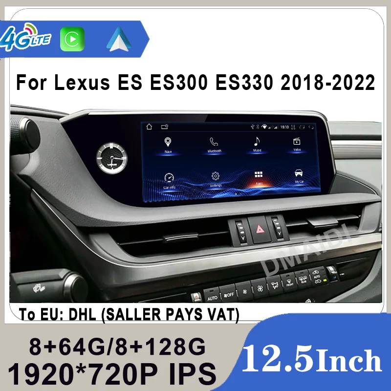 

Car Multimedia Video Player For Lexus ES ES200 ES250 ES350 ES300H 2018-2022 CarPlay Auto10.25inch Android 12 8+128G GPS WIFI DSP