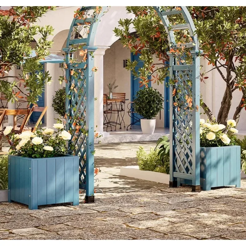 Outer courtyard decorative garden fence fence grid wooden door
