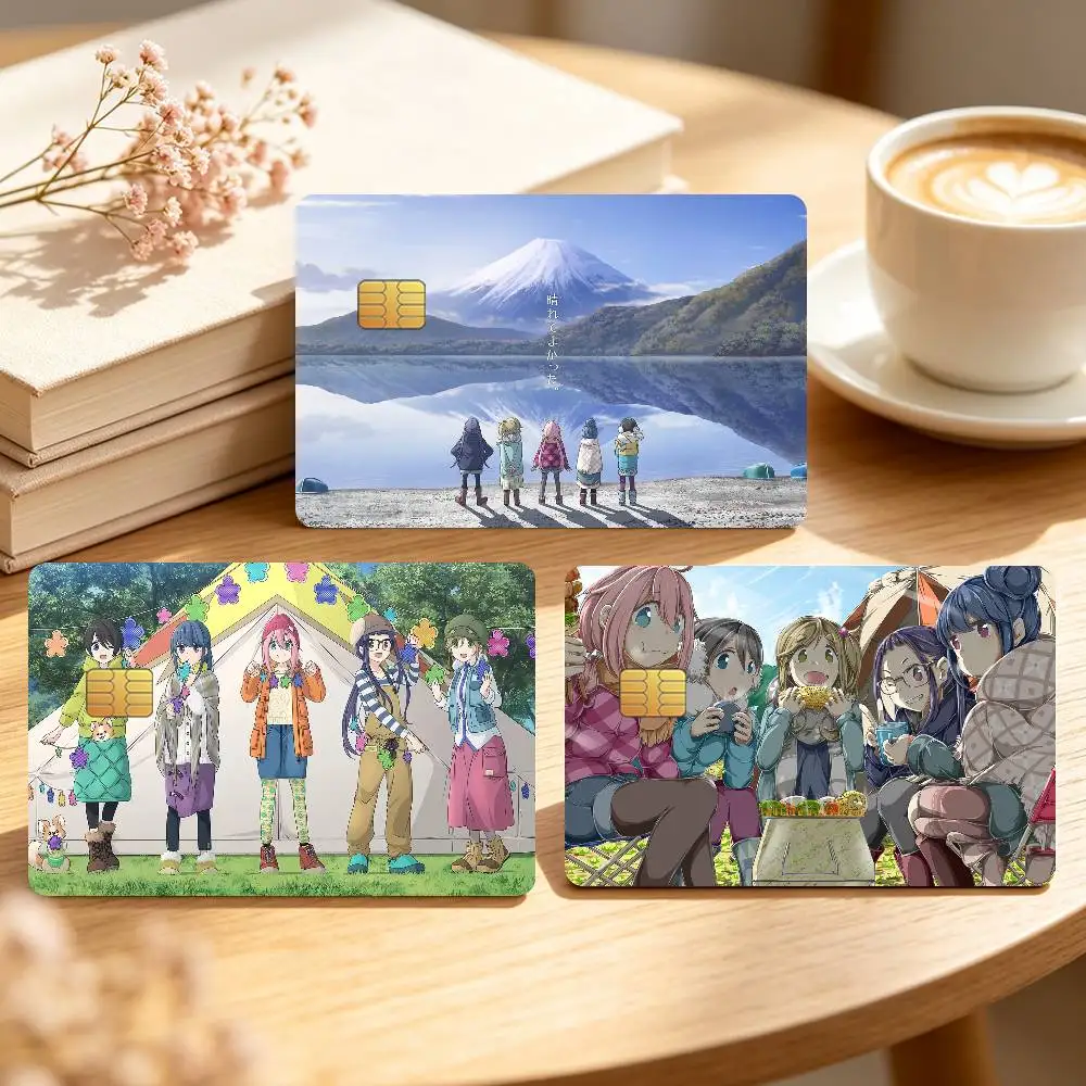Classic Anime L-Laid-Back-Camp Credit Card Skin Stickers For Bank Bus Metro Cards Waterproof Anti-Scratch Gift 4PCS