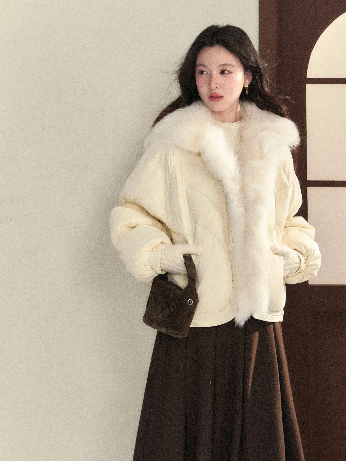 

Зимняя утепленная куртка Luson South Deer с меховым воротником, модное женское пальто, однотонное, для повседневной носки