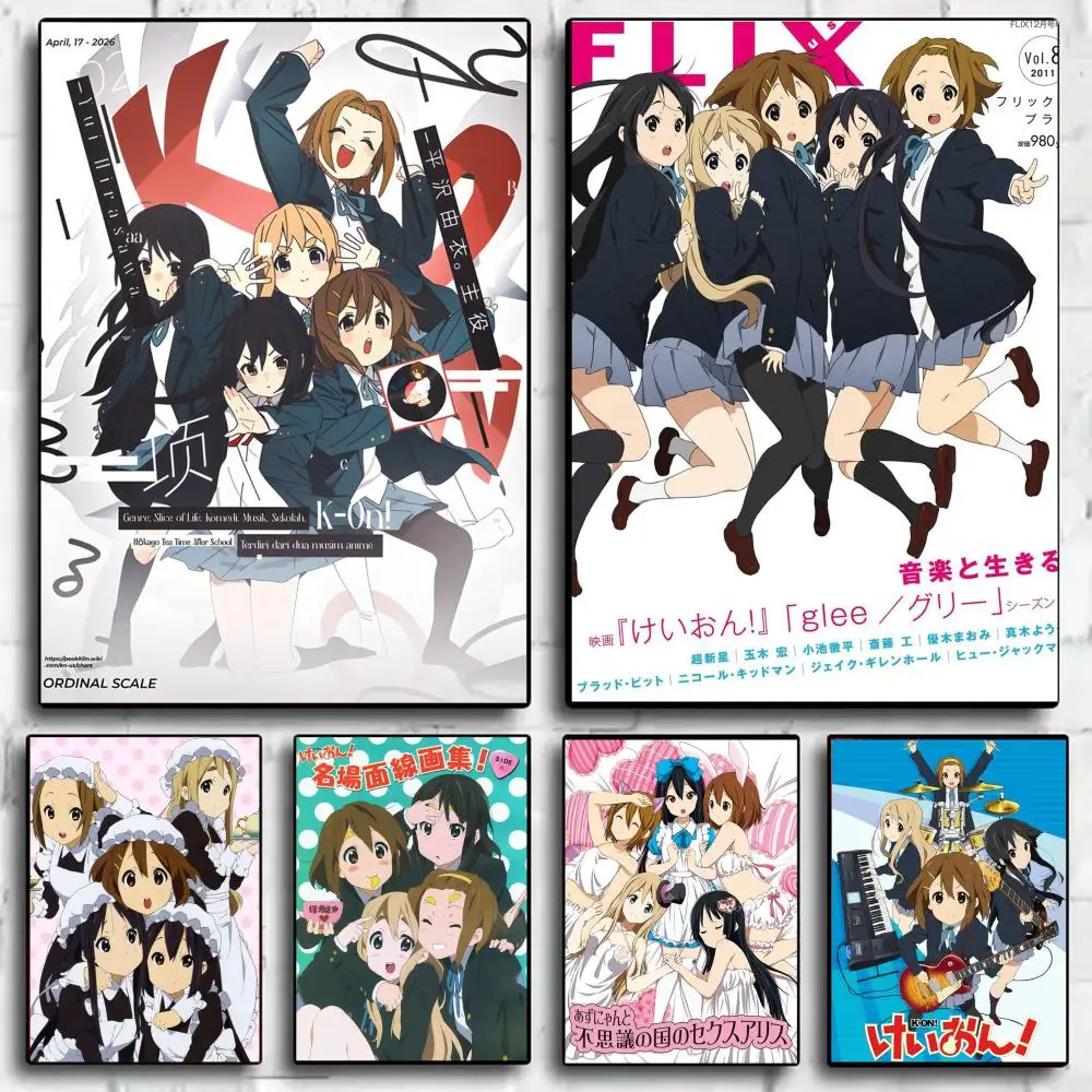 Anime K-K-on Kawaii Poster Aesthetic Wall Art Canvas Poster Trendy Bedroom Room Home Cafe  Decor