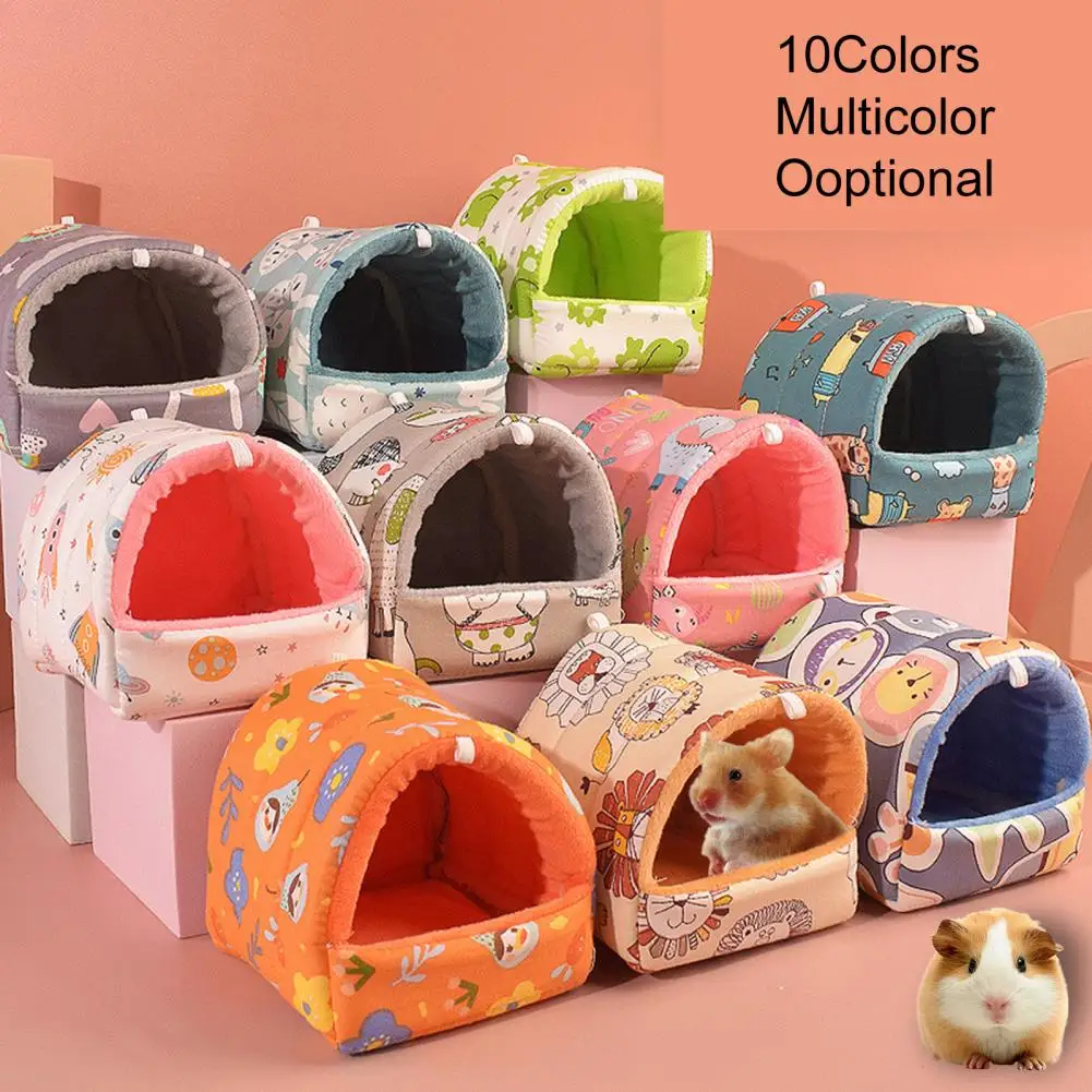 

Hamster Nest Printing Semi-closed Soft Big Space Comfortable Keep Warm Practical Elephant Pattern Hamster Bed for Winter