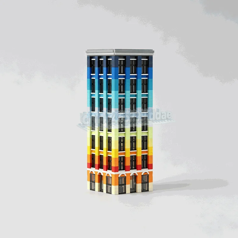 1793Parts Gradient Color High Rise Building Blocks Modern City Architecture Tower Model DIY Assembly Toy Decor Collection Gift