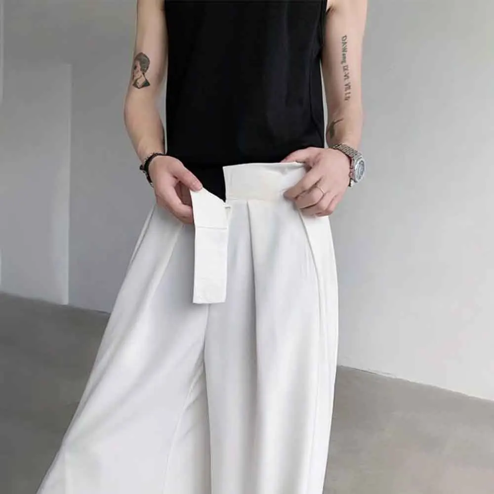 

XS-5XL мужские осенние широкие брюки на липучке повседневные брюки уличная мода нишевые уличные повседневные длинные брюки мужская одежда 2025