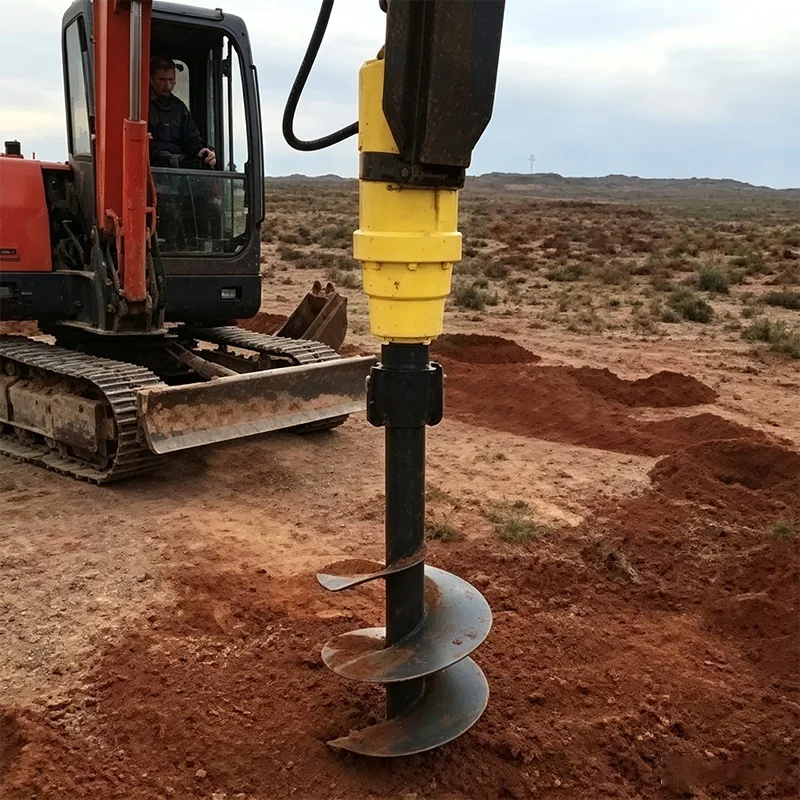 Hydraulic Earth Auger Drill Excavator Attachment Tree Planting Hole Digger Pole Drilling Municipal Construction Boring Equipment