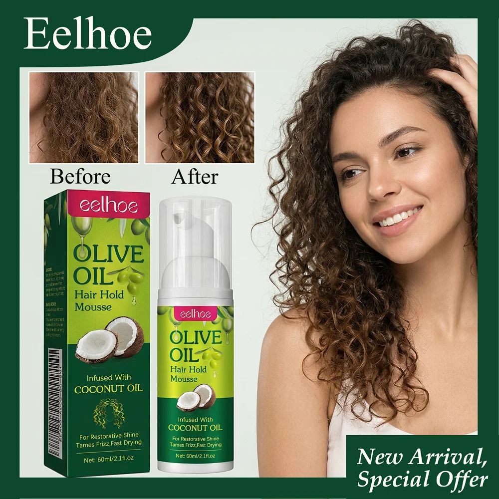 

EELHOE 60 мл Мусс для укладки волос с оливковым маслом: быстрое увлажнение, придание объема, разглаживание, фиксация локонов
