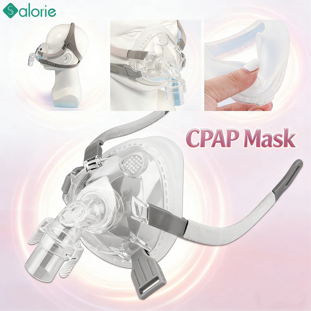 

Reusable Silicone CPAP Full Face Mask CPAP Replacement Mask Prevents Air Leaks for Comfortable Anti-Snoring Sleep Apnea Therapy