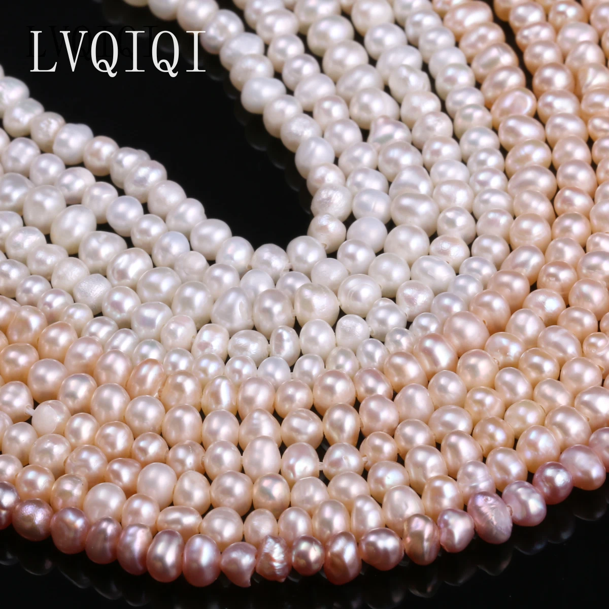 

LVQIQI Natural Freshwater Cultured Pearls Beads Round 100% Pearls Bead For Jewelry Making Necklace Bracelet 13 Inches Size 3-4mm